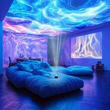 1 pieza Lámpara de proyección de Aurora Boreal alimentada por USB con control remoto, sin batería recargable, adecuada para fiestas, cumpleaños, decoración del dormitorio en el hogar - luz policromática - Ver 4