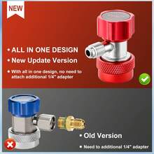 R134a快速接头适配器，可调式R134a适配器快速连接器，用于汽车空调系统充注，高压和低压1/4英寸SAE连接器套装 - A - 查看 9