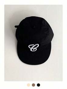 1pc Soft Top Flat Bill Hat, Retro Skateboard 5-Panel Cap, Women Camouflage Brim Hat, BiteBerry Original New American Letter Contrast Color Corduroy Plaid Baseball Cap, Unisex Corduroy Plaid Fashion Simple Casual Sun Hat, Outdoor Street Skater Hippie Chicks Style Cap IDKH - 標誌棒球帽 - 查看 8