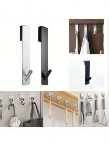 1个不锈钢S型淋浴毛巾杆，适用于玻璃门，可用作浴室浴袍挂钩、壁挂式衣架、衣架、挂钩、置物架、房间装饰、门后挂架、壁挂式衣架、衣柜收纳架 - 金色 - 查看 11