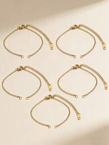 5pcs Stainless Steel Adjustable Bracelet Chain, DIY Jewelry Accessories For Bracelet Making