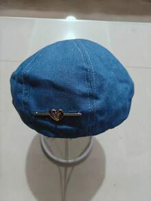 1pc These Denim Berets Blend Casual Retro Texture And Cute Decorative Design, Making Them Ideal Stylish Daily Headwear