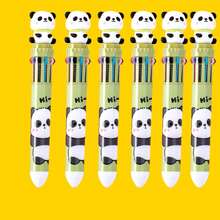 Kawaii Multicolor Ballpoint Pen, 10 Colors, Cute Panda Bear Sitting Design - 綠色 - 查看 8
