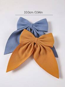6pcs/Set Girls Solid Color Soft Velvet Big Bow Hair Clips Accessories, Headwear Barrettes For School And Daily Use - Multicolor - View 3