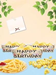 10个/30个/50个复古恐怖小屋纸质零食托盘，怪诞乡村字母餐具套装，彩色食物新鲜薯条船形托盘餐盘，派对装饰，生日派对用品 - 彩色 - 查看 4