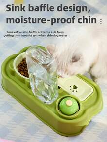 2-In-1 Automatic Pet Feeder & Water Dispenser, Cat Neck-Protecting Feeder, Dog No-Wet Mouth Auto Water Dispenser, Pet Bowl, Suitable For Small Dogs And Cats, With Bell, Detachable For Easy Cleaning - Multicolor - View 6
