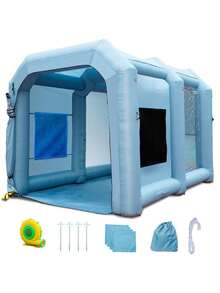 Inflatable Paint Booth 13x10x9ft Inflatable Spray Booth 900W High Powerful Blowers Spray Booth Tent Car Paint Tent Air Filter System For Car Parking Tent Workstation Motorcycle Garage - Blue - View 8