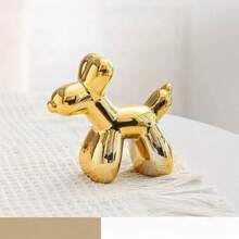1pc Nordic Style Pink Electroplated Small Balloon Dog Resin Sculpture, Creative Animal Figurine Home Decor - Silver - View 5