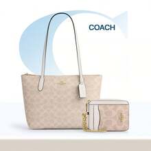 City Tote Bag In Signature Canvas Shoulder Tote Bags For Women COACH Classic Leather Printed Tote Bag Casual Bag For Daily,Shopping,Business,Travel And School,Gift For Valentine's Day,Anniversary,Mother's Day Gift For Her CBT18 - Bộ màu hồng 2 - Xem 5