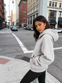 3 Pack Women's Half-Zip Hoodie Casual Fleece Pullover With Pockets Oversized Fall Workout Sweatshirt - 咖啡色/灰色/灰色 - 查看 4