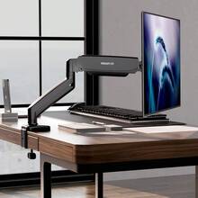 Monitor Arm - Single Monitor Desk, Articulating Gas Spring Arm, Fully Adjustable 13 - 32 Screens, VESA 75x75 100x100, Clamp Grommet Base, Holds 17.6 Lbs - Default - 查看 4