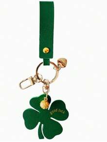 1pc Lucky Four-Leaf Clover Keychain With Bell Pendant - Lucky Charm, Suitable For Bags, Backpacks, Wallets - Irish Symbol - Multicolor - View 7