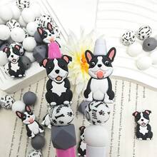 25/32 piezas Nuevo juego de cuentas de silicona con diseño de cachorro 3D lindo - Tonos de piel, rojo ladrillo, negro, blanco, naranja con forma de cachorro - Cuentas con diseño de personajes animales adorables - Ideal para llaveros DIY, collares, pulseras, bolígrafos decorativos, joyería y artesanía de colgantes - Adecuado para regalos de vacaciones y cumpleaños - Serie de perros de compañía - Ver 10
