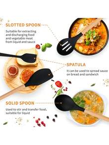 Juego de 12 piezas de utensilios de cocina - Utensilios de cocina antiadherentes, resistentes al calor, herramientas de cocina, juego de herramientas de mezcla - Multicolor - Ver 7