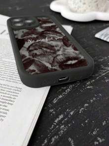 1pc Customized Text Phone Case, Black Lip Kiss Pattern TPU Thickened Bumper Full Coverage Shockproof Silicone Lens Protection Cover, Compatible With Samsung And Compatible With IPhone 17/17Pro/17ProMax/17Air/16/16Pro/16ProMax/16Plus/15/15Plus/15Pro/15ProMax/14/14Plus/14Pro/14ProMax/13/13Pro/13ProMax/12/11 Phone Accessories, High-Quality Protective Case - Black - View 4