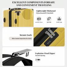 YSTYLE Suitcase Available In Various Colors Made Of PVC Material With Combination Lock And Silent Universal Wheels, Suitable For Storing Clothes For Business Trips, Boarding And Student Boarding. - Yellow - View 4