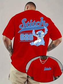 Authorized By Disney-New Disney Men's T-Shirts, Shi Dizai Series Cartoons Printed Before And After, Round Neck Casual And Comfortable T-Shirts, Suitable For Sports And Daily Wear, Women's Loose T-Shirts, Good Gifts, Necessary For Parties. - Đỏ - Xem 1