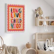 Quadro em tela estilo boêmio (1 peça) - Memórias da infância para sempre, pôster para quarto infantil, arte de parede colorida para quarto de menina, decoração para berçário, arte de parede emoldurada para quarto infantil, adequado para quarto infantil, berçário, creche, quarto de menino, quarto de menina, Dia dos Namorados - Multicolorido - Ver 10