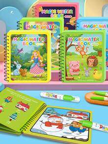 1pc Reusable Magic Water Painting Book With Water Pen, Colorful Magic Pen Drawing Set - 彩色 - 查看 1