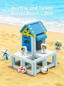 1 Set Large Size Rounded Corner Easy Assembly Gradual Advancement High-Quality Natural Wood Mortise And Tenon Construction Building Blocks, Popular Building Blocks Toy, High-Rated Intellectual Toy, Wooden Blocks, STEM Toy For 3-12 Years Old Children With Diverse Styles And Multi-Color Design (Warm Earthy Brown, Fresh Sky Blue, Lively Grass Green, Bright Sunshine Yellow, Clean Cloud White) And Diverse Geometric Shapes - Mortise and Tenon Block House - View 2