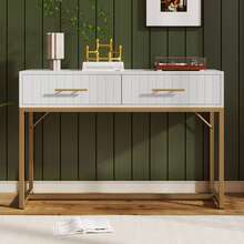 Dressing Table With 2 Drawers, 75 Cm High, Bedroom Vanity, White - H75 / W100 / D45 Cm
