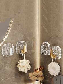 Conjunto de 1 ou 4 ganchos transparentes em acrílico com design de geleira, leves e luxuosos, ideais para cozinha, guarda-roupa, parede, porta e banheiro. Perfeitos para pendurar toalhas, casacos, chapéus, cachecóis e utensílios, mantendo tudo organizado. Ótima opção de presente para amigas, mulheres, para o Halloween, viagens e Natal. - Multicolorido - Ver 7