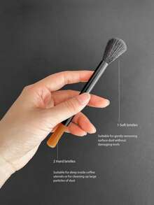 咖啡机清洁刷，软毛手持研磨机刷 - 棕色 - 查看 2