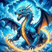 5D Round Diamond Painting Kit Suitable For Adults And Beginners, Blue Dragon Full Diamond Embroidery Handmade Home Office Wall Decor, Christmas Gift - Multicolor - View 1