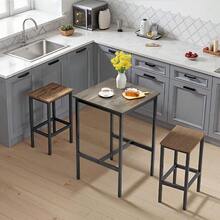 Bar Table, Sturdy Metal Frame High Top Pub Table, Small Kitchen Dining, Cocktail Coffee Counter Bar Height Desk, Easy To Assemble, 24x24x36 In, For Living Room Party, Rustic Brown And Black - 24x24x36 Inches - View 3