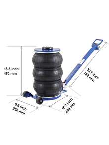 Air Jack  5 Ton 11000 Lbs Triple Bag Air Jack  Airbag Jack With Six Steel Pipes  Lift Up To 18.5 Inch 470 Mm  3-5 S Fast Lifting Pneumatic Jack  With Adjustable Handle For Car  Garage  Repair - 藍色 - 查看 10