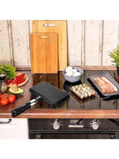 1pc Non-Stick Granite Frying Pan With Heat-Resistant Handle, Multi-Functional Breakfast Skillet Suitable For Gas Stove And Induction Cooktop