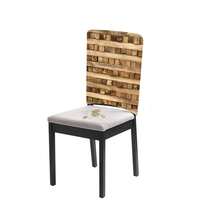1pc/4pcs/6pcs/10pcs Vintage Style Distressed Wood Texture Print Short Plush Removable Chair Cover, Suitable For Dining Room, Living Room, Office, Hotel And Home Decor, All Seasons