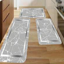 Or  Marble Pattern - Soft Adhesive Backing (Suitable For &), Machine-Washable Rectangular Mat, Modern // Marble - Lightweight Polyester (15.75x23.62inch/19.69x31.5inch/17.72x47.24inch) - White - View 8
