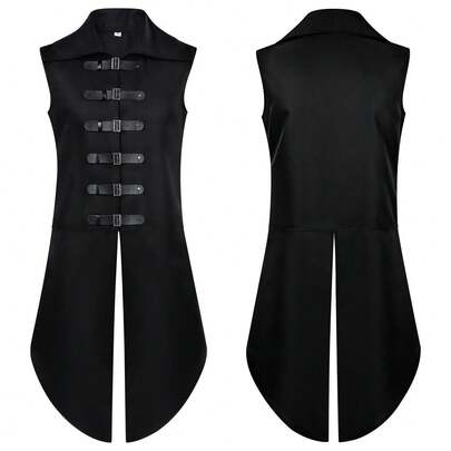 COS Herr Stand-Up Krage Ärmlös Läderväst Medeltida Renässans Helig Riddare Väst Cosplay Kostym, Rollspelskostym, Performancekostym