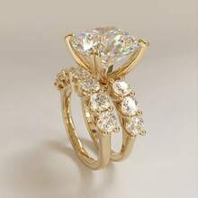 四爪镶嵌女士结婚戒指、订婚戒指、情人节珠宝礼物 - 多色 - 查看 7