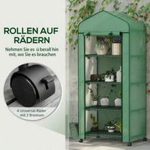 Foil Greenhouse, Hothouse, Mini Greenhouse, Plant House, Cold Frame, 4 Shelves, 69 X 50 X 165 Cm, Green - Green - View 5