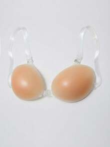 2/1 对透明肩带自粘硅胶胸贴，专为婚纱摄影、无肩带礼服、隐形内衣设计，可增强乳沟，性感胸贴带。 - 杏色 - 查看 3