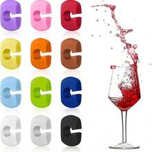 24个装酒杯挂饰，饮品识别标签，硅胶材质，适用于高脚杯，多色饮品标签，可用于杯子、啤酒瓶、马克杯、罐子、鸡尾酒杯，适用于酒吧、婚礼、生日派对、情人节等各种场合。 - 彩色 - 查看 28
