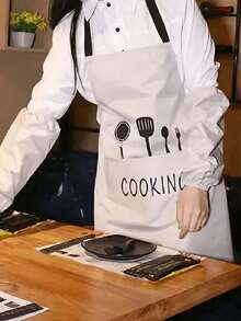 1 Stück, Schürze für Küche Zuhause wasserdicht und ölbeständig, Arbeitsbekleidung für Männer und Frauen, Stoff mit modischem Cartoon-Muster, Küchenschürze für Frauen, Küchenschürze, Küchenausstattung. - Verschiedenfarbig - Übersicht 6