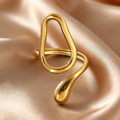 1 Anillo de mujer de acero inoxidable - Diseño geométrico irregular vintage, joyería duradera para uso diario, unisex