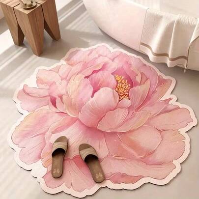 1pc Pink Floral Bloom Area Rug, Living Room Decor, Bedroom Decor, Home Casual Carpet, Decorative Rug, Small Rug, Carpet, Home Decor, Living Room Carpet, Living Room Small Rug, Bedroom Rug, Living Room Home Decor, Outdoor Rug, Plush Rug, Fuzzy Rug, Autumn/Winter Rug, Thick/Fluffy, Washable Carpet