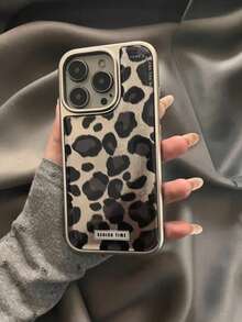 复古黑银箔豹纹环氧树脂手机壳，兼容 16 Pro Max、15、14、12 Pro、13 Pro Max、16、17、17 Pro Max、17 Pro。颜色可能因观看角度略有不同。