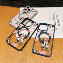 Disney Patterned Phone Case. Mickey Mouse, Stitch, Donald Duck, Minnie Mouse, Goofy, Pluto, And Daisy Duck Pattern. Magnetic Phone Case.  Compatible With IPhone 17, 16, 15, 14, 13, 12 Pro Models And Galaxy, Offering Shockproof Protection. A Special Gift For Family, Friends, Birthdays, Holidays, And Special Occasions. A Stylish And Fun Accessory To Brighten Up Your Device With What And What Flair. - 黑色 - 查看 3