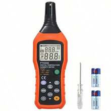 Digital Temperature Humidity Meter, Thermometer Hygrometer With Ambient Dew Point And Wet Bulb Temperature Indoor And Outdoor, Data Logger With Min/Max Hold, LCD Backlight, PT6508 - Black+Orange - View 1