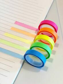 Macaroon/Fluorescent Tape Handbook Decorative Tape Tearable Transparent Color Label Tape School Supplies Waterproof And Oil-Proof Does Not Block The Key But Very Eye-Catching And Easy To Use Tape Handbook DIY Decorative Stickers. - Multicolor - View 8