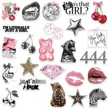 50张时尚INS风魅力银色美学贴纸，酷炫Y2K美学贴纸包，复古水彩贴纸，剪贴簿贴纸，防水耐用乙烯基贴纸，批发适用于水瓶、滑板、行李箱、笔记本电脑、汽车贴纸、派对用品 - G - 查看 7