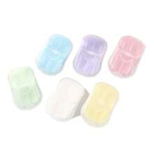 Jabón de viaje de hotel en miniatura, desechable y portátil. Pastillas de jabón en caja, pequeño jabón de papel para lavado de manos con fragancia floral y humectante - 20 tabletas con sabor a leche azul - Ver 5