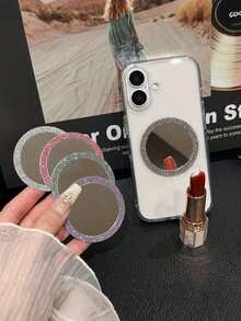 1 pezzo Bobina magnetica senza fili lucida con anello magnetico e specchio, design ultra sottile, adatto per il trucco, compatibile con anello magnetico - Anello magnetico, compatibile con custodia protettiva per ricarica senza fili magnetica, adatto per iPhone 17/16/15/14/13/12 Pro Max, Galaxy e accessori Android - Multicolore - Visualizzare 3