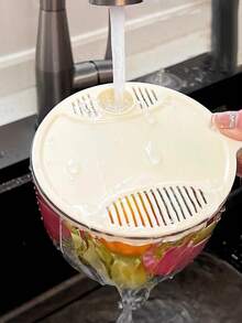 1pc Vegetable Washing Basket With Handle, Household Drain Basket, Rice Washing Bowl - Multicolor - View 11