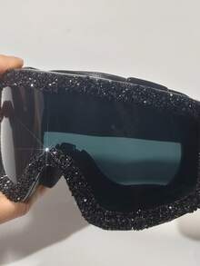 SSPV 1 Pair Fully Rhinestone Ski Goggles, Windproof Motorcycle Riding Goggles, Winter Anti-Fog Snowboard Ski Goggles